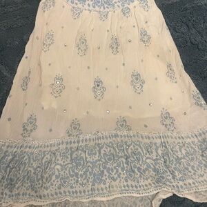 Justice Boho Cream Skirt with Blue Accents
